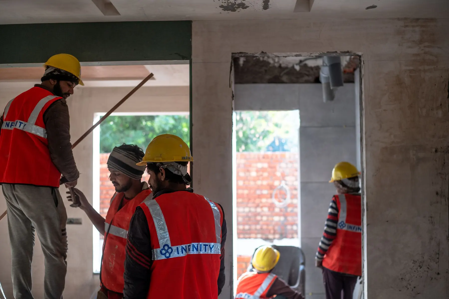 Site team inspecting an interior fit-out
