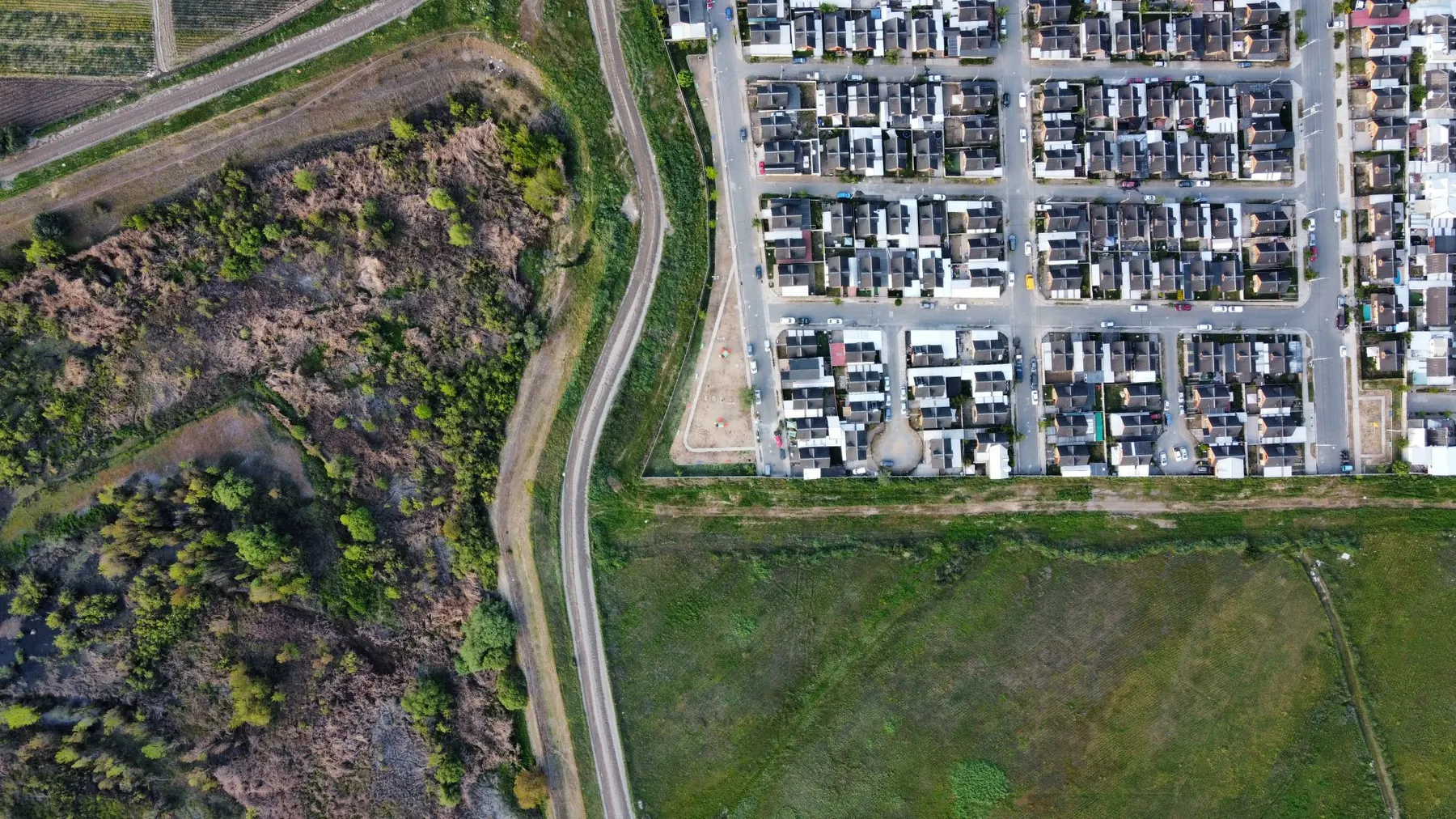 Aerial view of residential plots